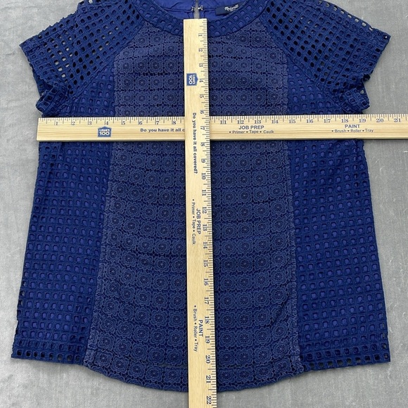Madewell Short Sleeve Eyelet Hideaway Top Blue Size Medium - Picture 4 of 6
